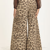 Leopard Wide Leg Statement Trousers