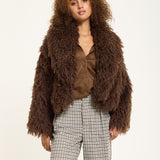Brown Shaggy Faux Fur Jacket