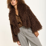Brown Shaggy Faux Fur Jacket