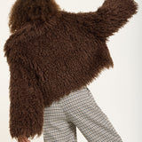 Brown Shaggy Faux Fur Jacket
