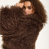Brown Shaggy Faux Fur Jacket