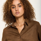 Chocolate Faux Suede Shirt