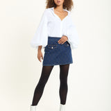 White Volume Sleeve Cotton Shirt