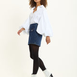 White Volume Sleeve Cotton Shirt
