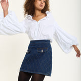 Quilted Denim Pocket Mini Skirt