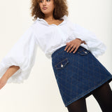 Quilted Denim Pocket Mini Skirt