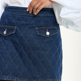 Quilted Denim Pocket Mini Skirt
