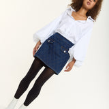 Quilted Denim Pocket Mini Skirt