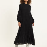 Textured Puff Sleeve Maxi Dress