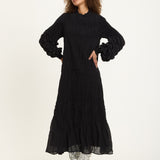 Textured Puff Sleeve Maxi Dress