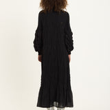 Textured Puff Sleeve Maxi Dress