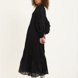 Textured Puff Sleeve Maxi Dress