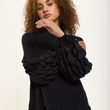 Textured Puff Sleeve Maxi Dress