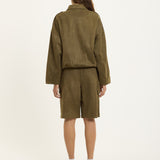 Khaki Oversize Wool Blend Utility Jacket