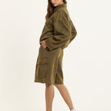 Khaki Oversize Wool Blend Utility Jacket