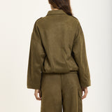 Khaki Oversize Wool Blend Utility Jacket