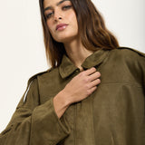 Khaki Oversize Wool Blend Utility Jacket