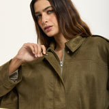 Khaki Oversize Wool Blend Utility Jacket