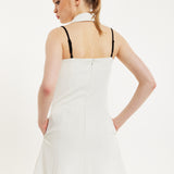 House Of Holland Monochrome Lapel Lock Blazer Dress Off White