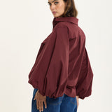 Burgundy Volume Sleeve Cotton Shirt