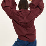 Burgundy Volume Sleeve Cotton Shirt