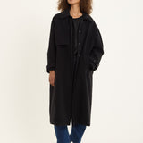 Black Oversized Wool Blend Longline Coat