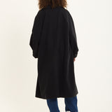 Black Oversized Wool Blend Longline Coat