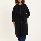 Black Oversized Wool Blend Longline Coat