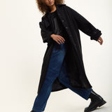 Black Oversized Wool Blend Longline Coat