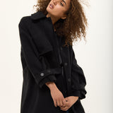 Black Oversized Wool Blend Longline Coat