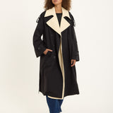 Contrast Collar Trench Coat