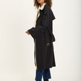 Contrast Collar Trench Coat