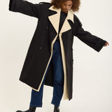 Contrast Collar Trench Coat