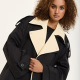 Contrast Collar Trench Coat