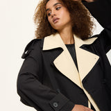 Contrast Collar Trench Coat
