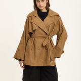 Brown Cord Belted Trench Jacket
