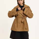 Brown Cord Belted Trench Jacket