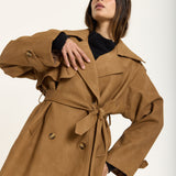 Brown Cord Belted Trench Jacket