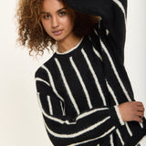 Striped Wool Blend Chunky Knit Jumper