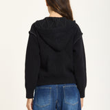 Black Utility Zip Knit Jacket with Hood