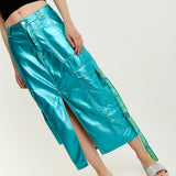 House Of Holland Metallic Blue Midi Skirt