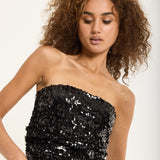 Black Sequin Bandeau Top