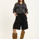 Black Cargo Bermuda Shorts