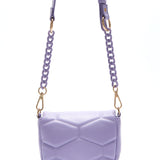 House Of Holland Small Cross Body Bag In Purple With A Chain Detail Strap And Printed Logo