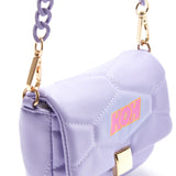 House Of Holland Small Cross Body Bag In Purple With A Chain Detail Strap And Printed Logo