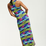 House of Holland Printed Multicolour Maxi Dress With Cut Out Details