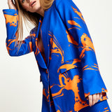 House Of Holland Marble Print Blazer in Blue And Orange