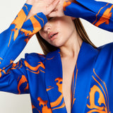 House Of Holland Marble Print Blazer in Blue And Orange