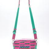 House Of Holland Cross Body Bag In Pink And Mint With ‘House’ Print