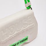 House Of Holland Saddle Bag White And Neon Green With Quilted Logo